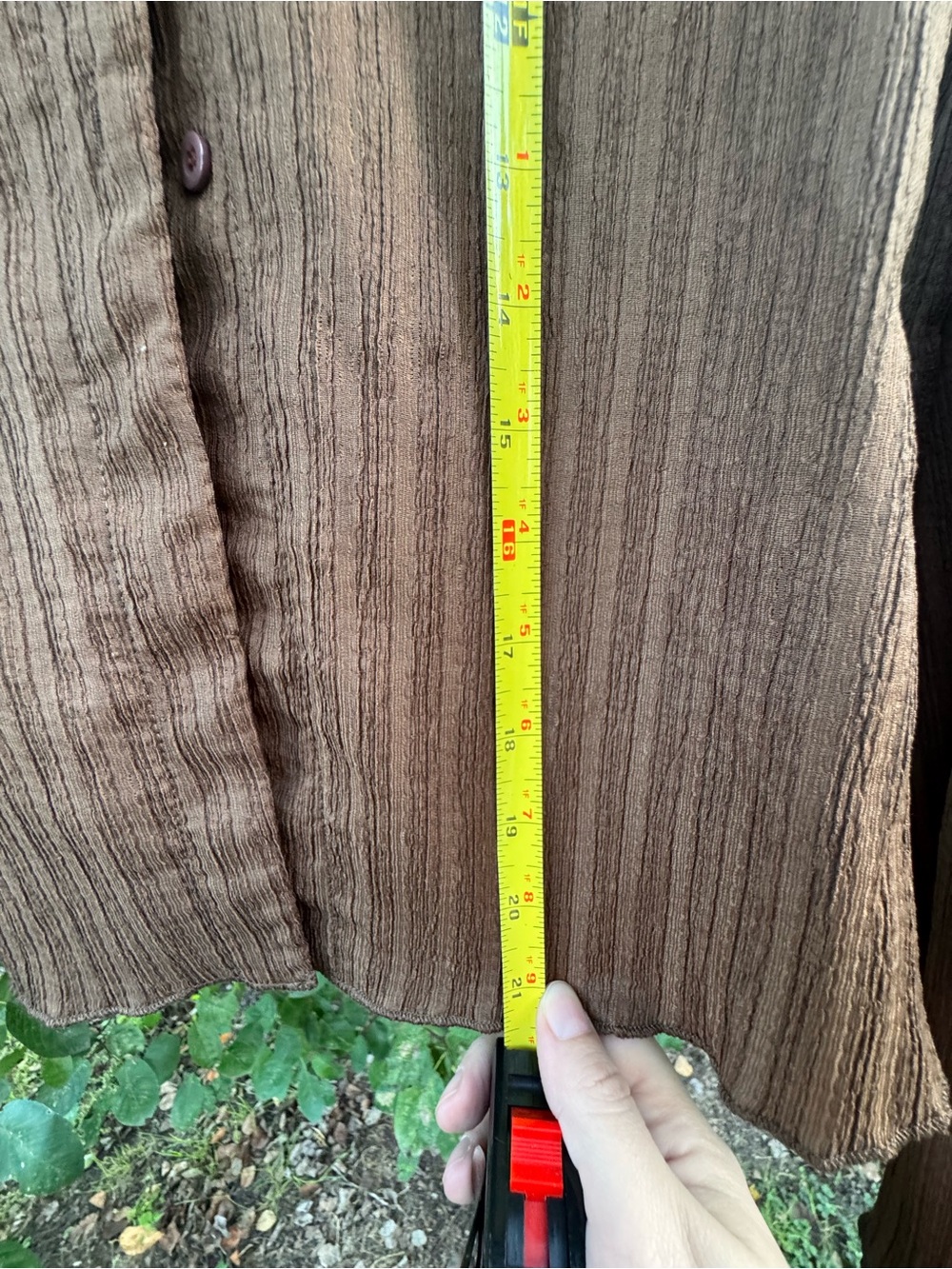 Brown Ribbed Long-Sleeve Button-Front Top - Picture 6 of 6
